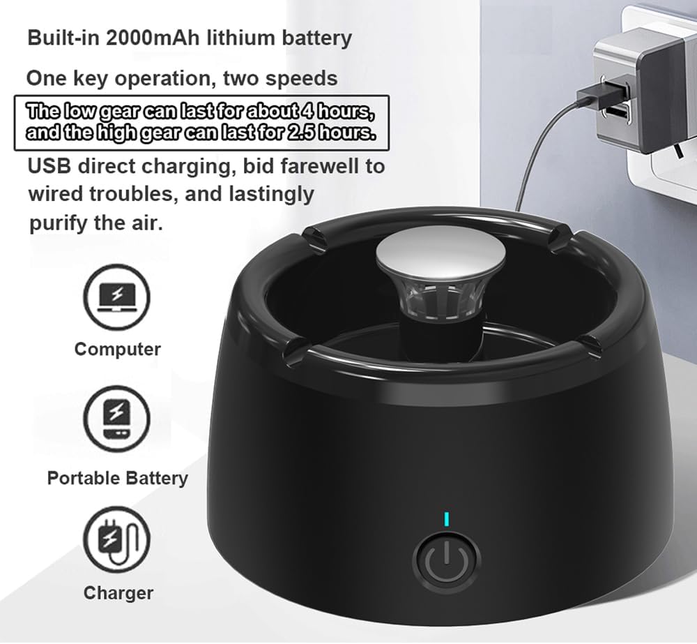 Smokeless Ashtray with Air Purifier Function USB Rechargeable 2 in 1