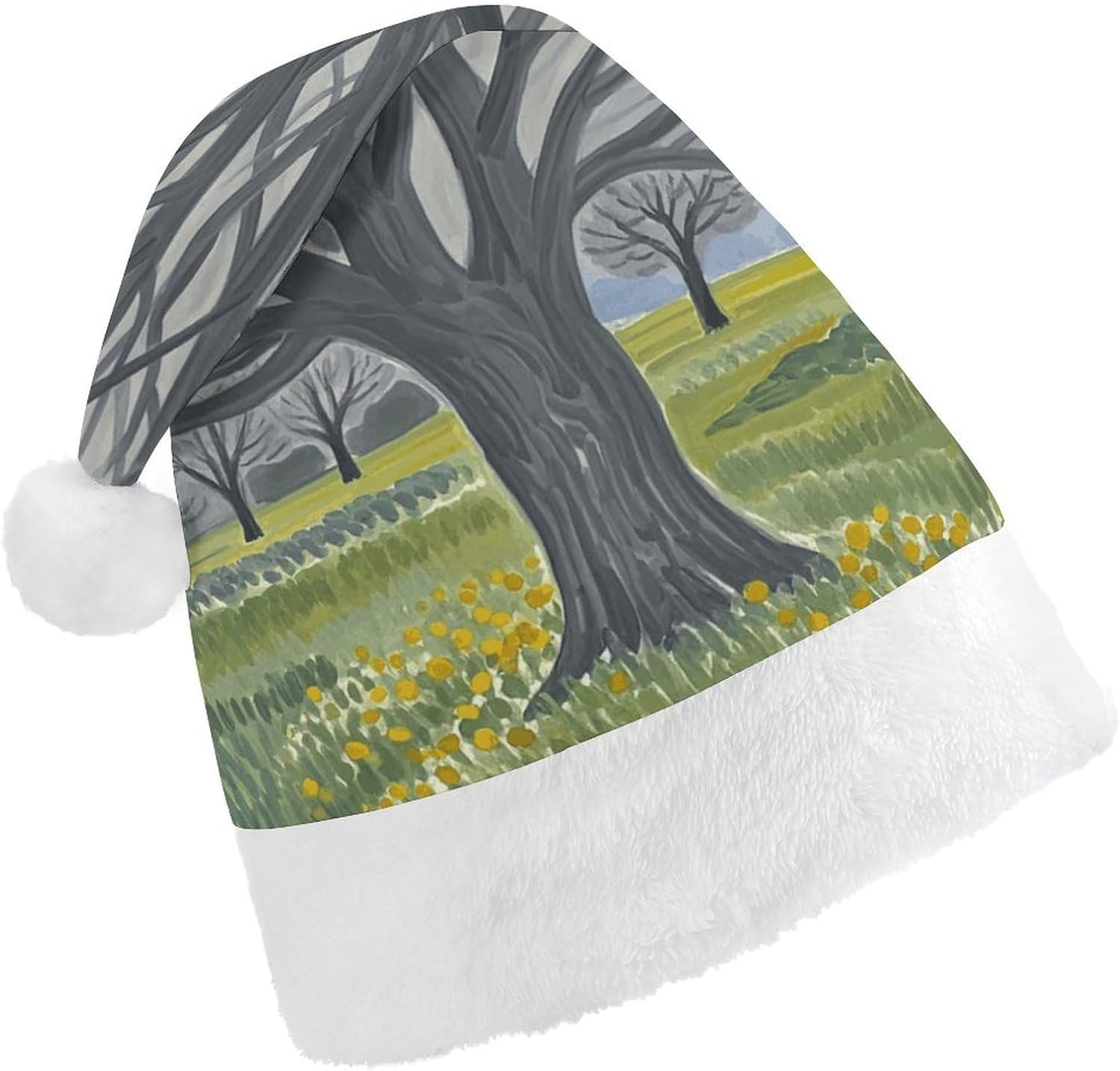 Santa Hat with Gray Tree Christmas Party Headwear
