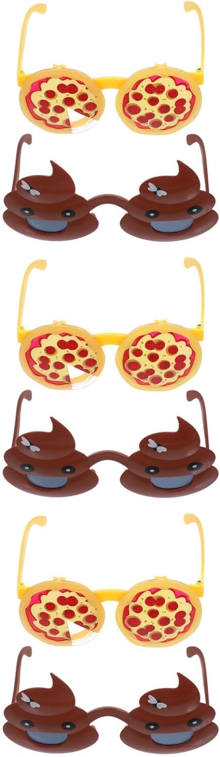 LOGOFUN 6PCS Novelty Pizza Poop Glasses Funny Photo Props