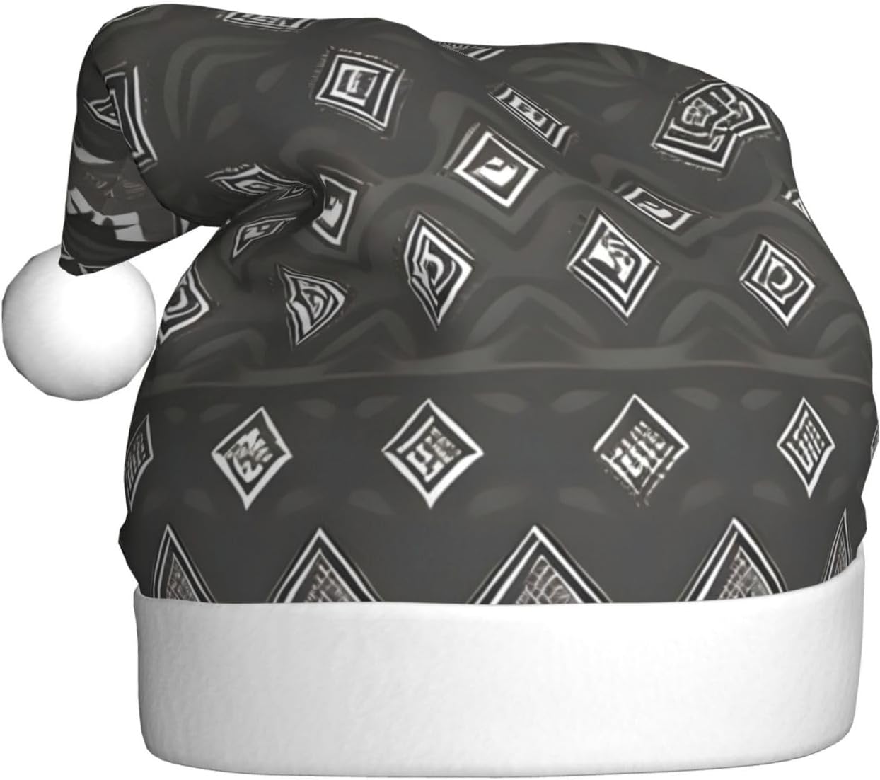 Classic Grey Tribal Santa Hat Set for Adults