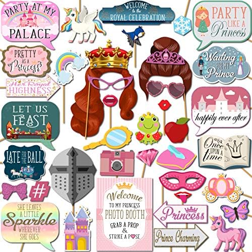 Princess Photo Booth Props - 41-Piece Fun Kit