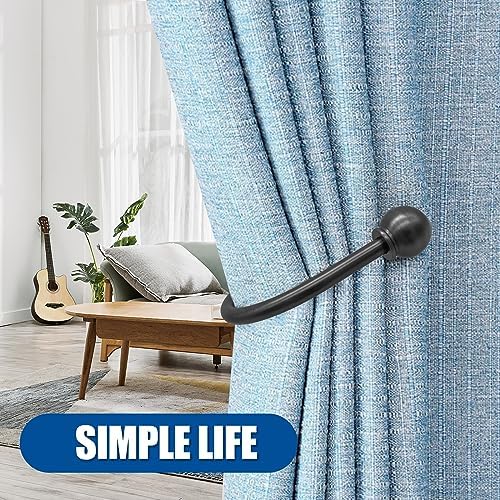 ARNORX Curtain Holdbacks with French Ball Ends 2PCS Matte Black