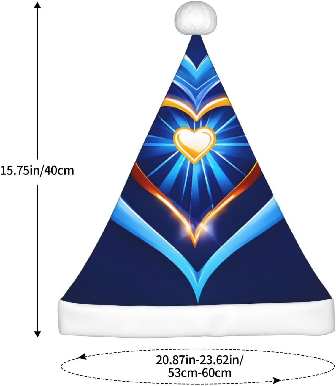 QINZHENG Sky Blue Heart Print Santa Hat for Women