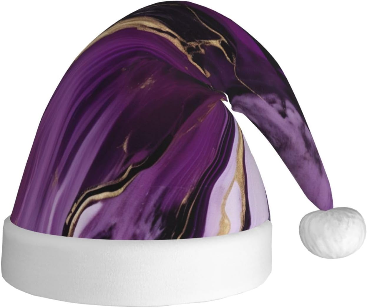 QINZHENG Personalized Santa Hat with Dark Purple Texture Marble Print