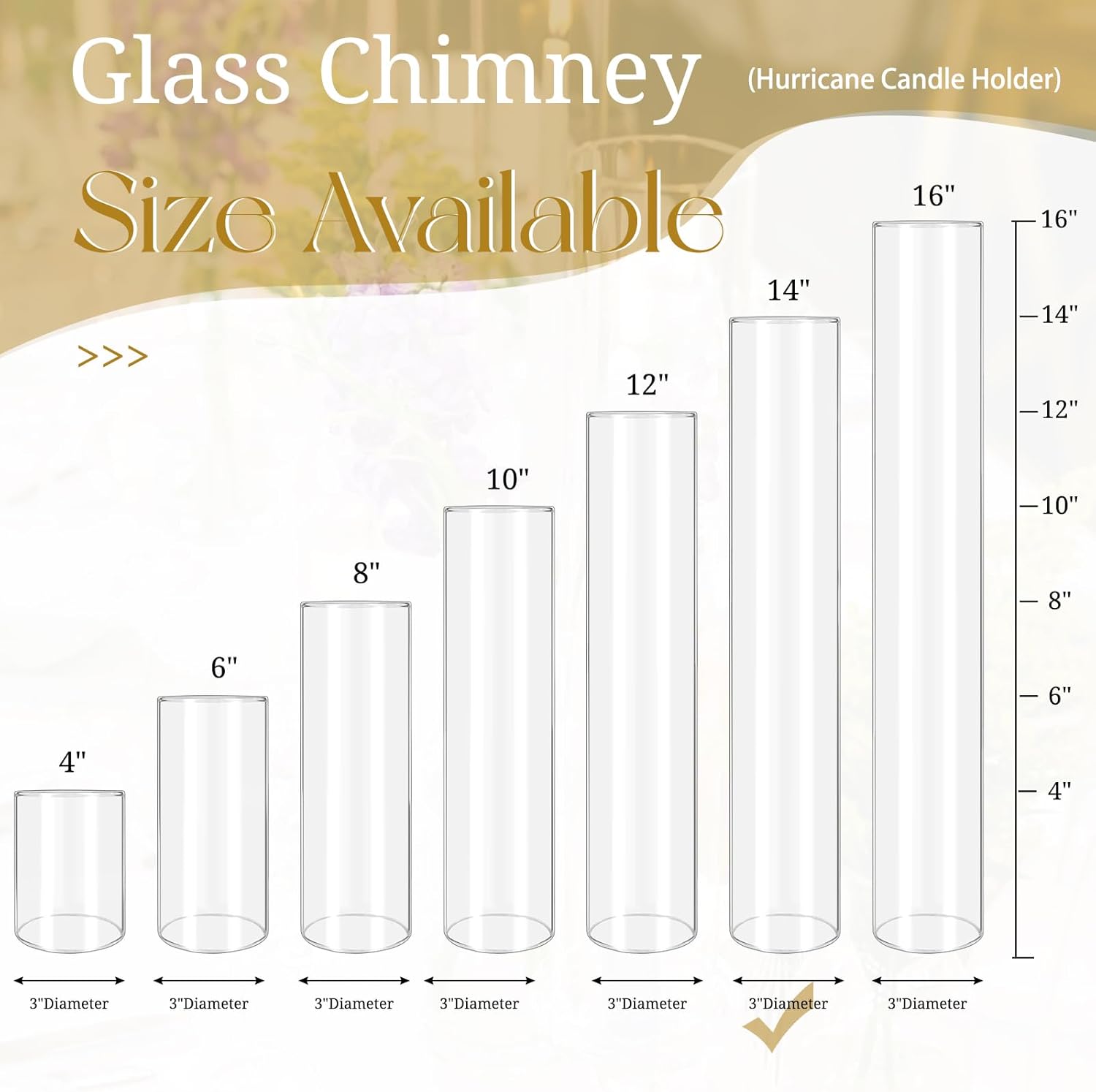 12 Pcs Hurricane Candle Holder Sleeve Clear Glass Cylinder Open Ends
