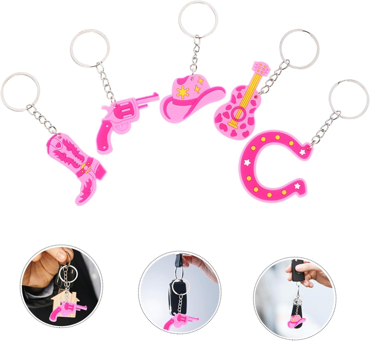 Ciieeo 15pcs Cowgirl Themed PVC Keychains for Girls Christmas Party Favors