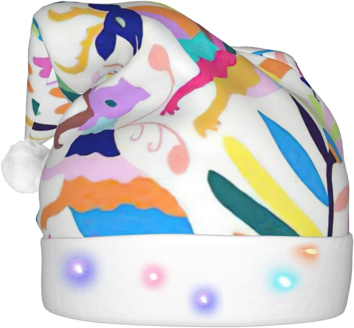 QinZheng LED Santa Hat with Animals Print