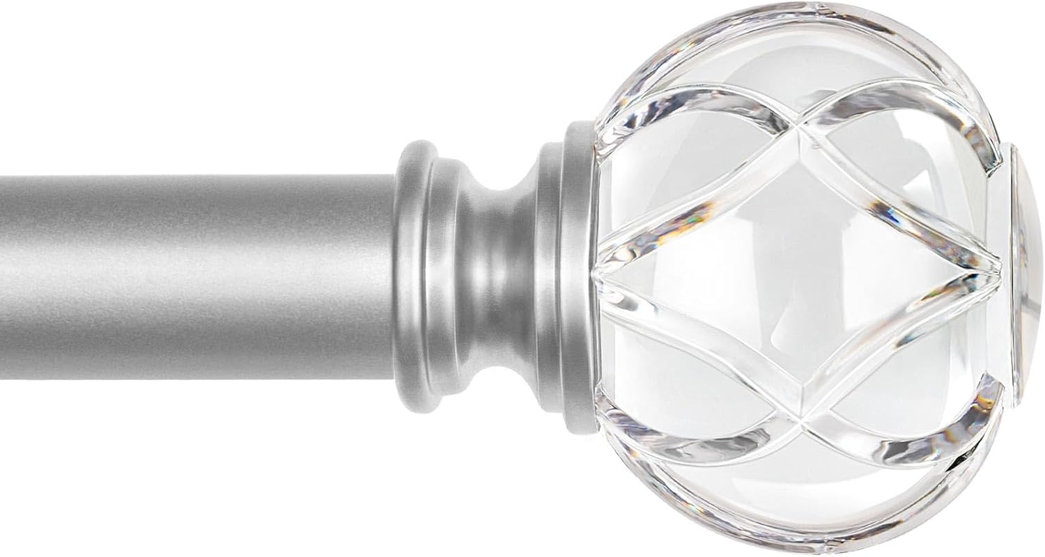 Kamanina 1 Inch Telescoping Curtain Rods with Crystal Ends
