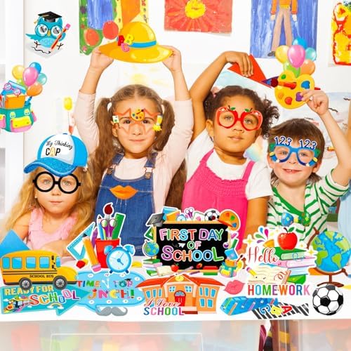 HOWAF Back to School Photo Booth Props Kit 25pcs Welcome Frame