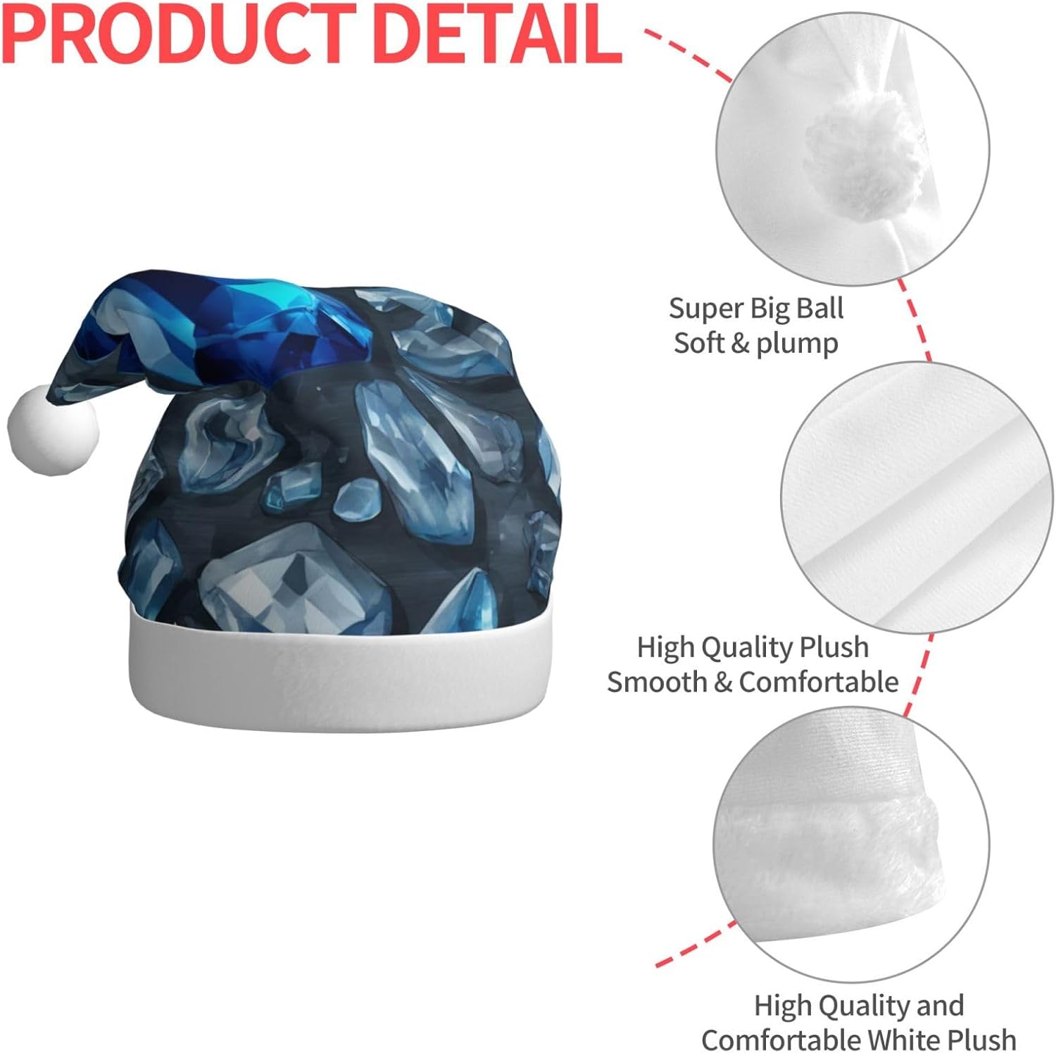 QINZHENG Personalized Santa Hat for Women Adult Velvet Plush Christmas Headwear