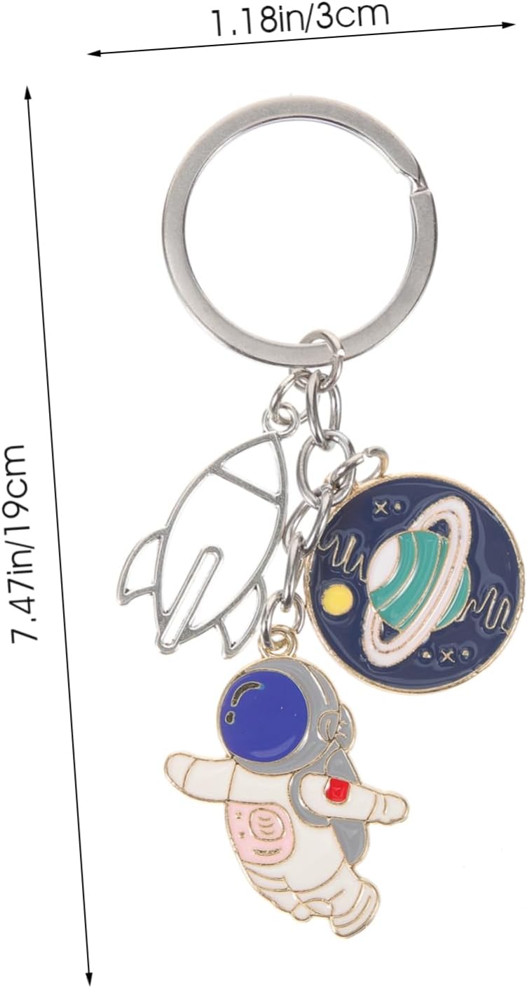 Cartoon Universe Keychain with Astronaut Design for Keys and Backpacks