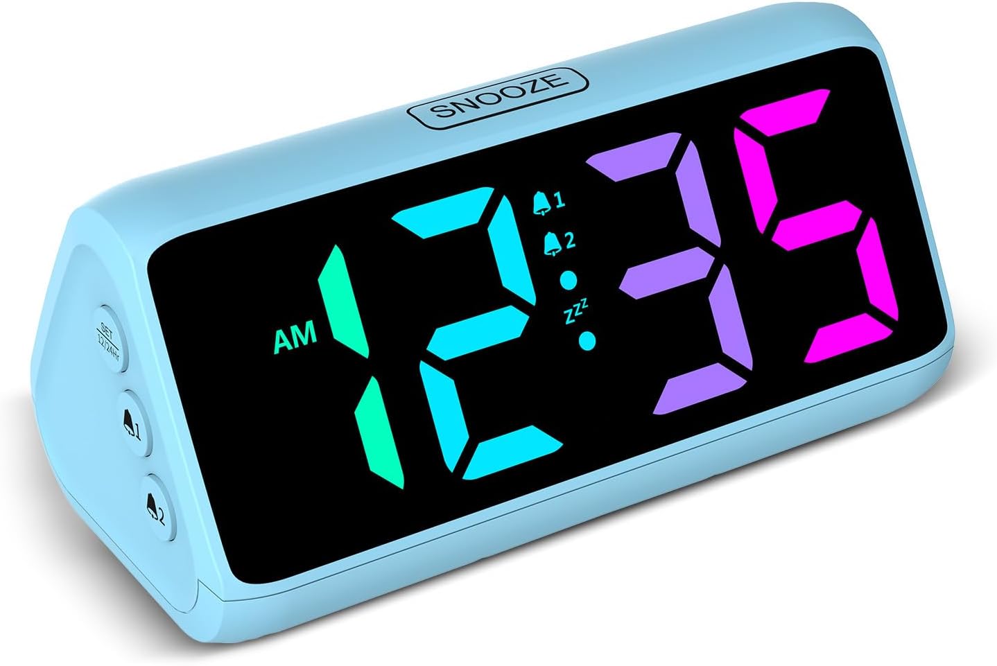Netzu Loud Alarm Clock with RGB Display and 2 Alarms