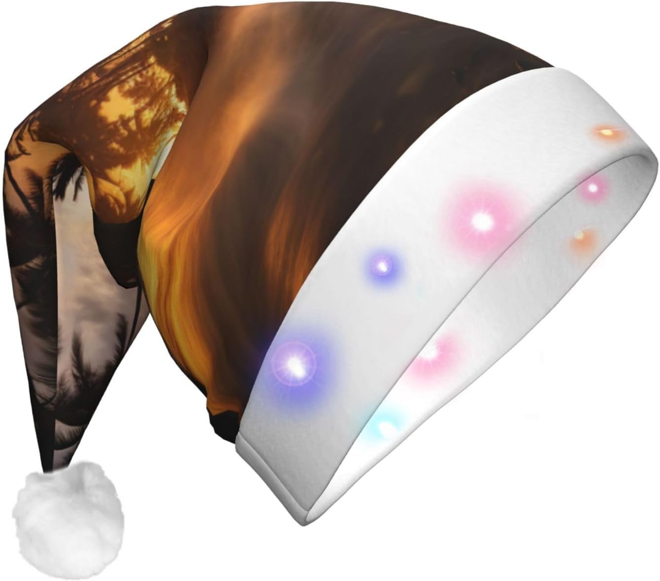 QINZHENG Christmas Velvet Santa Hat with LED Lights