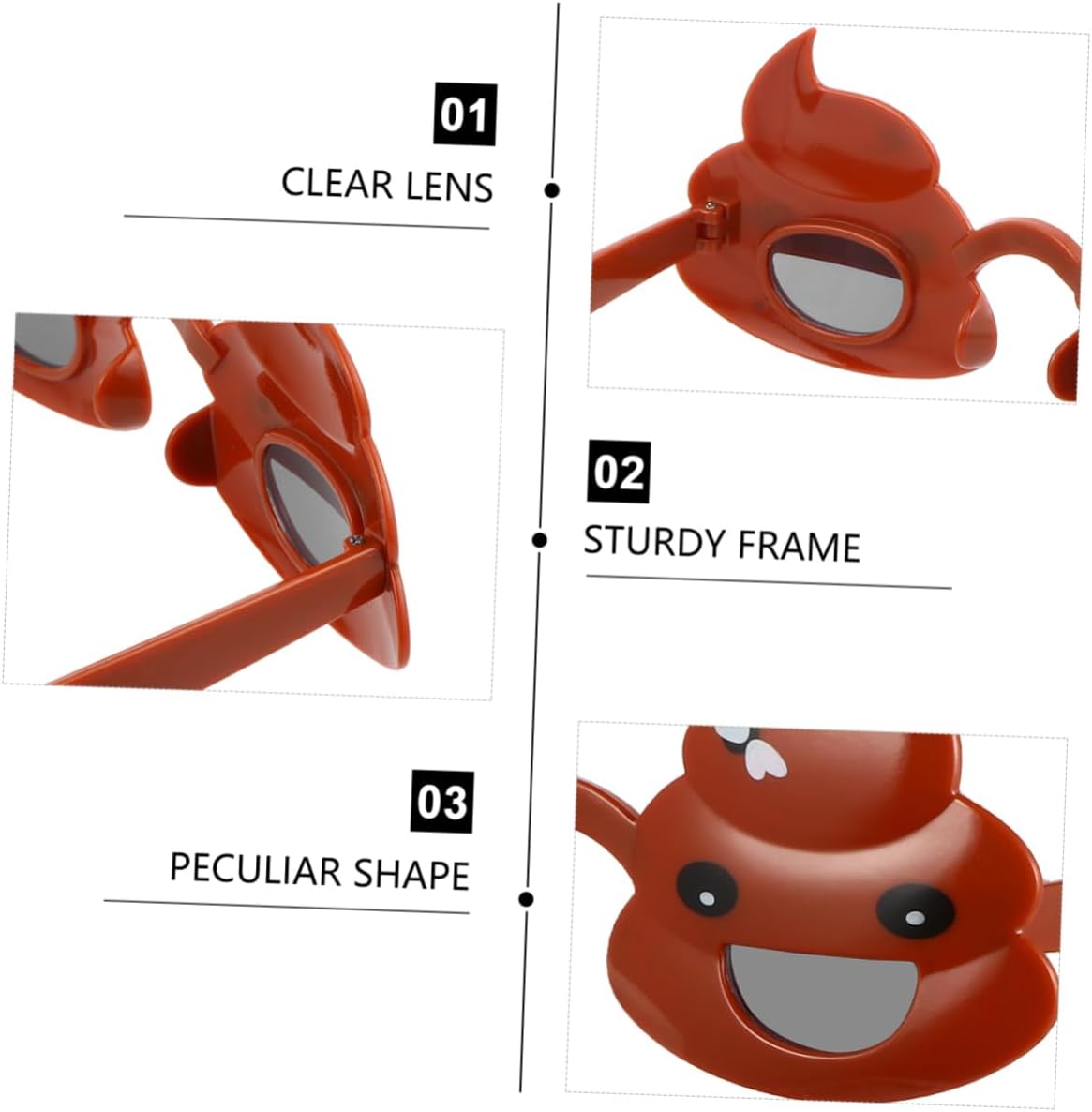 Toyvian 2Pcs Funny Poo Shape Glasses Novelty Party Props
