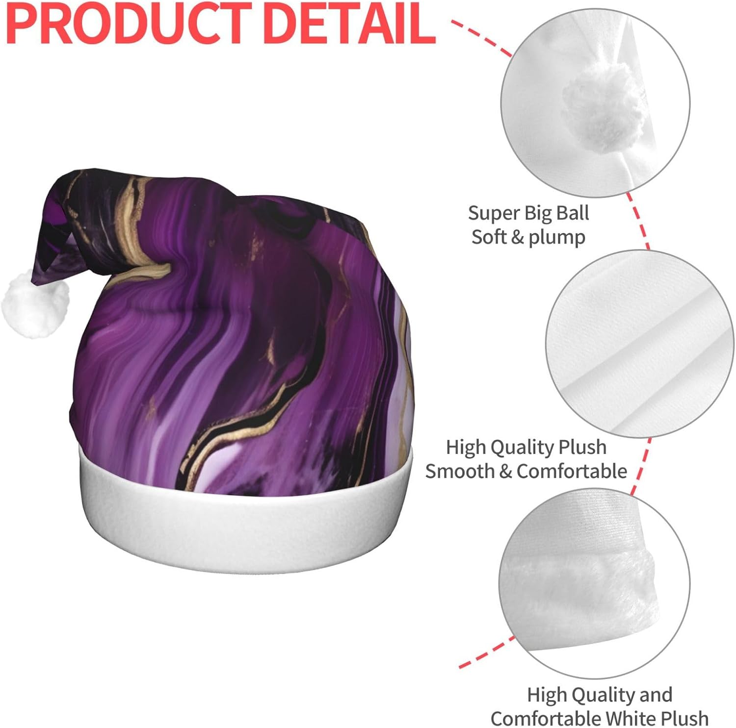 QinZheng Dark Purple Velvet Santa Hat with LED Lights