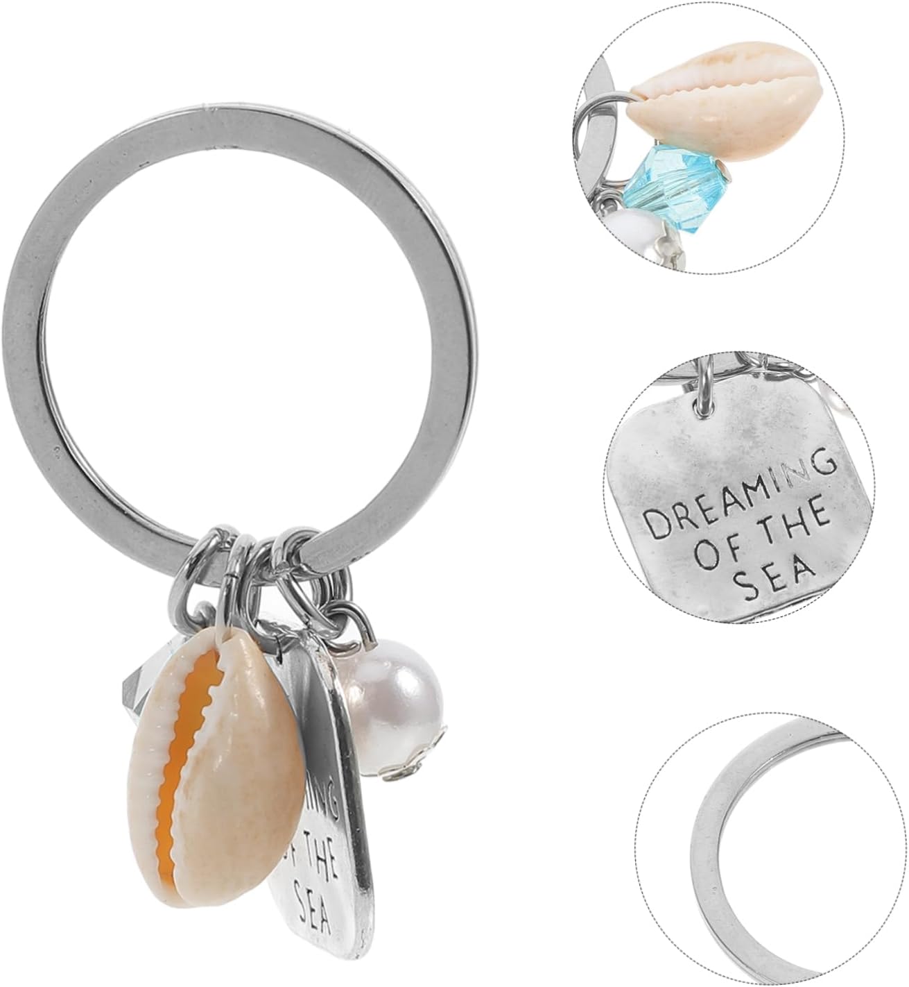 Ocean Themed Shell and Pearl Keychain Pendant