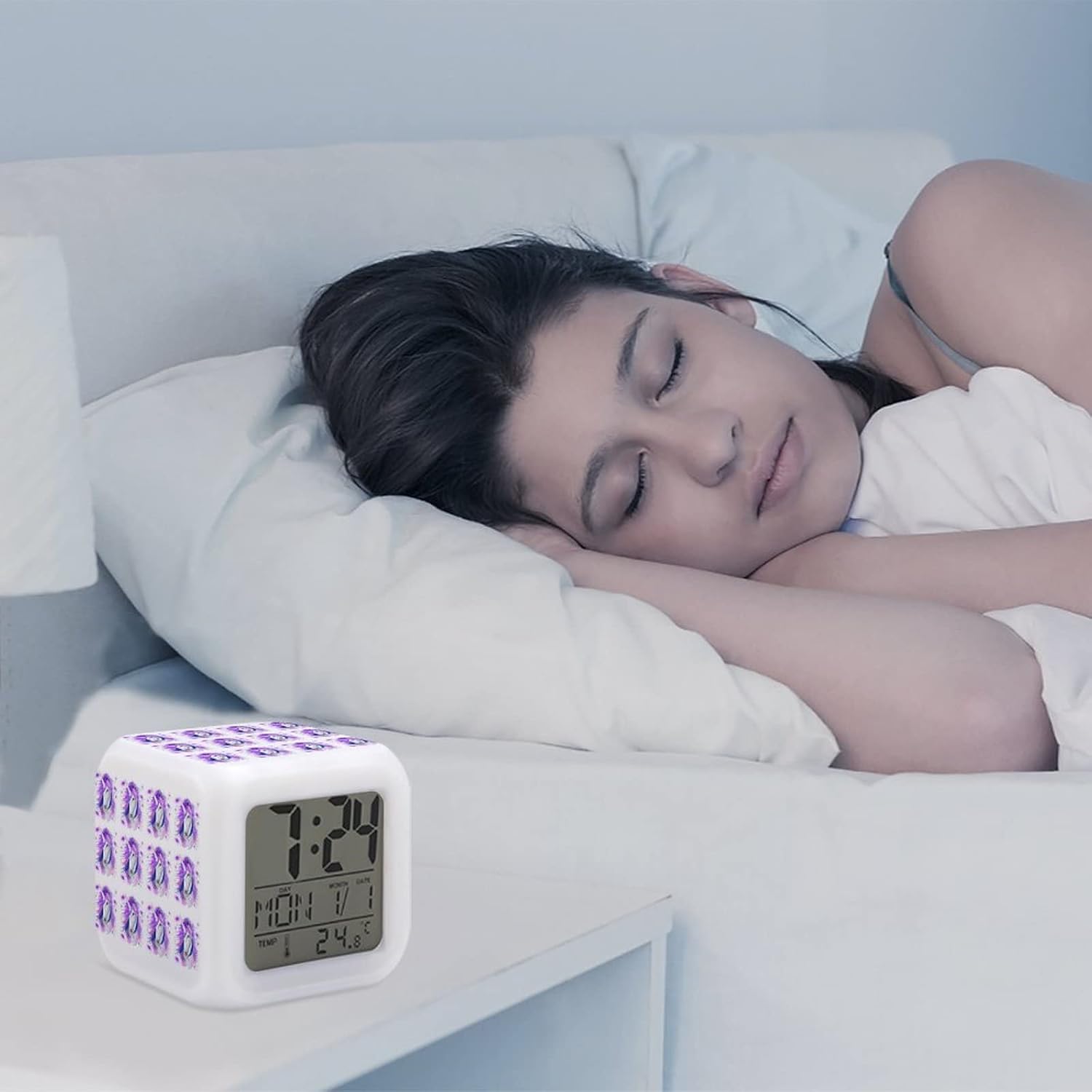 Oyihfvs White Unicorn Digital Alarm Clock with LED Light