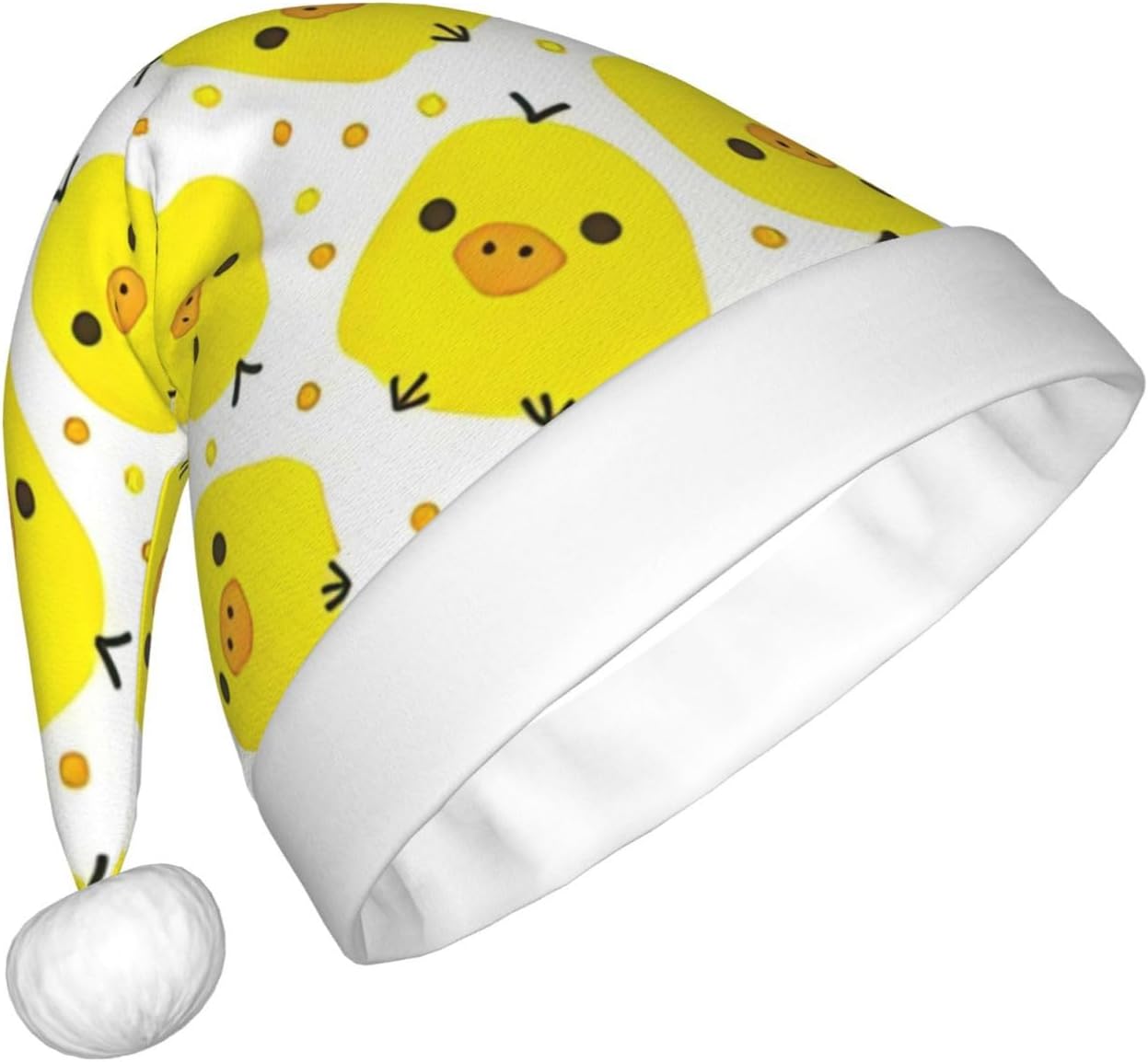 QINZHENG Personalized Santa Hat with Yellow Chicken Print