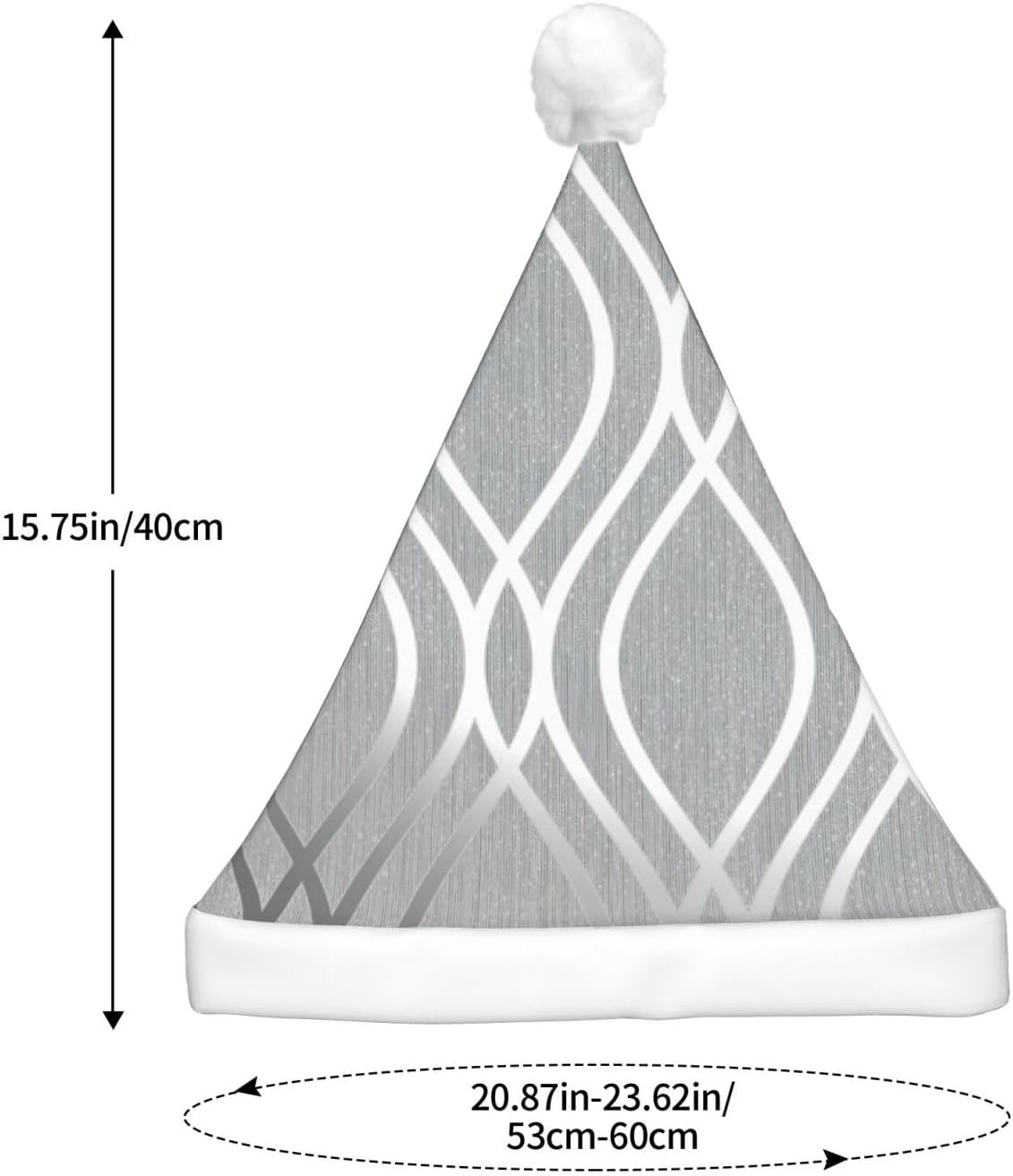 Silver Geometric Print LED Christmas Hat for Adults