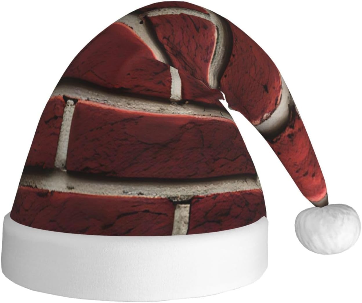 Personalized Santa Hat with Brick Red Stone Print