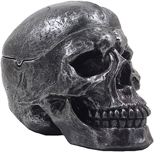 Spooky Human Skull Ashtray with Cover