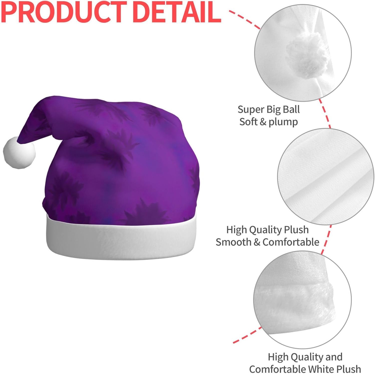 QinZheng Purple Haze04 Print Santa Hat for Women