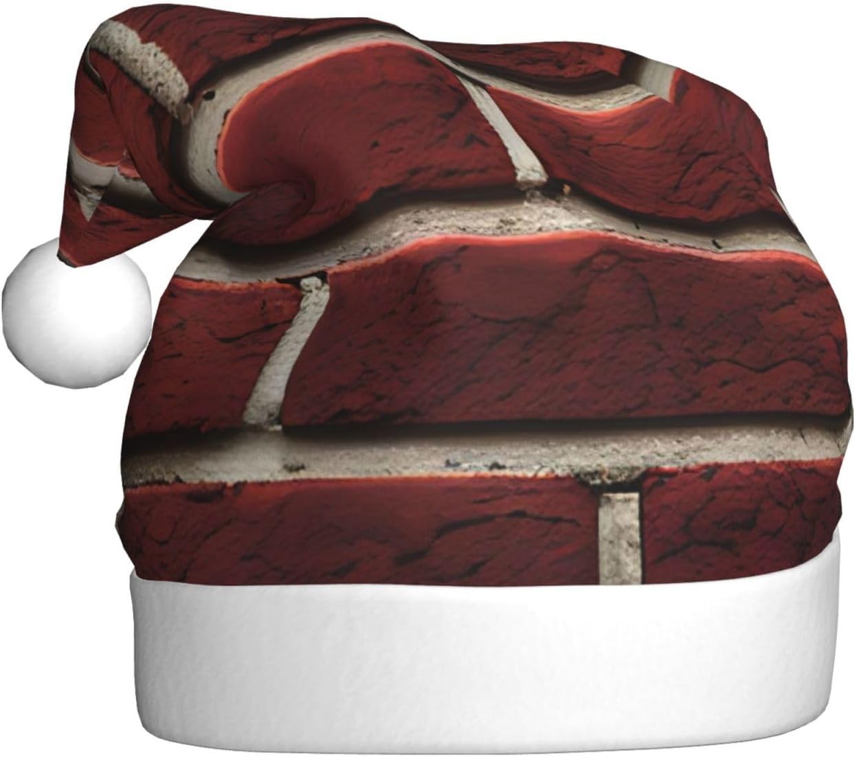Personalized Santa Hat with Brick Red Stone Print