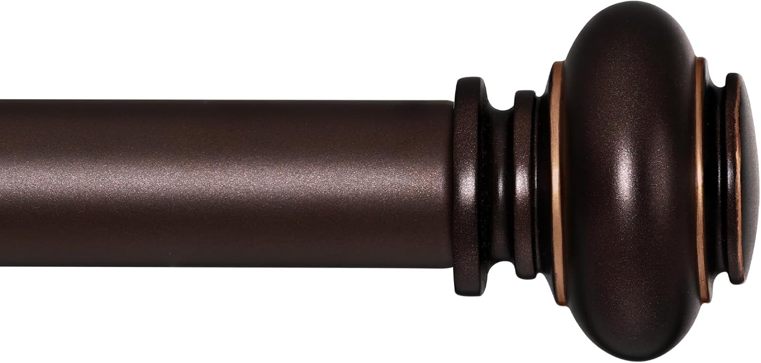 SIMEWIN Bronze Curtain Rods 28-48 Inches Adjustable Classic Finials