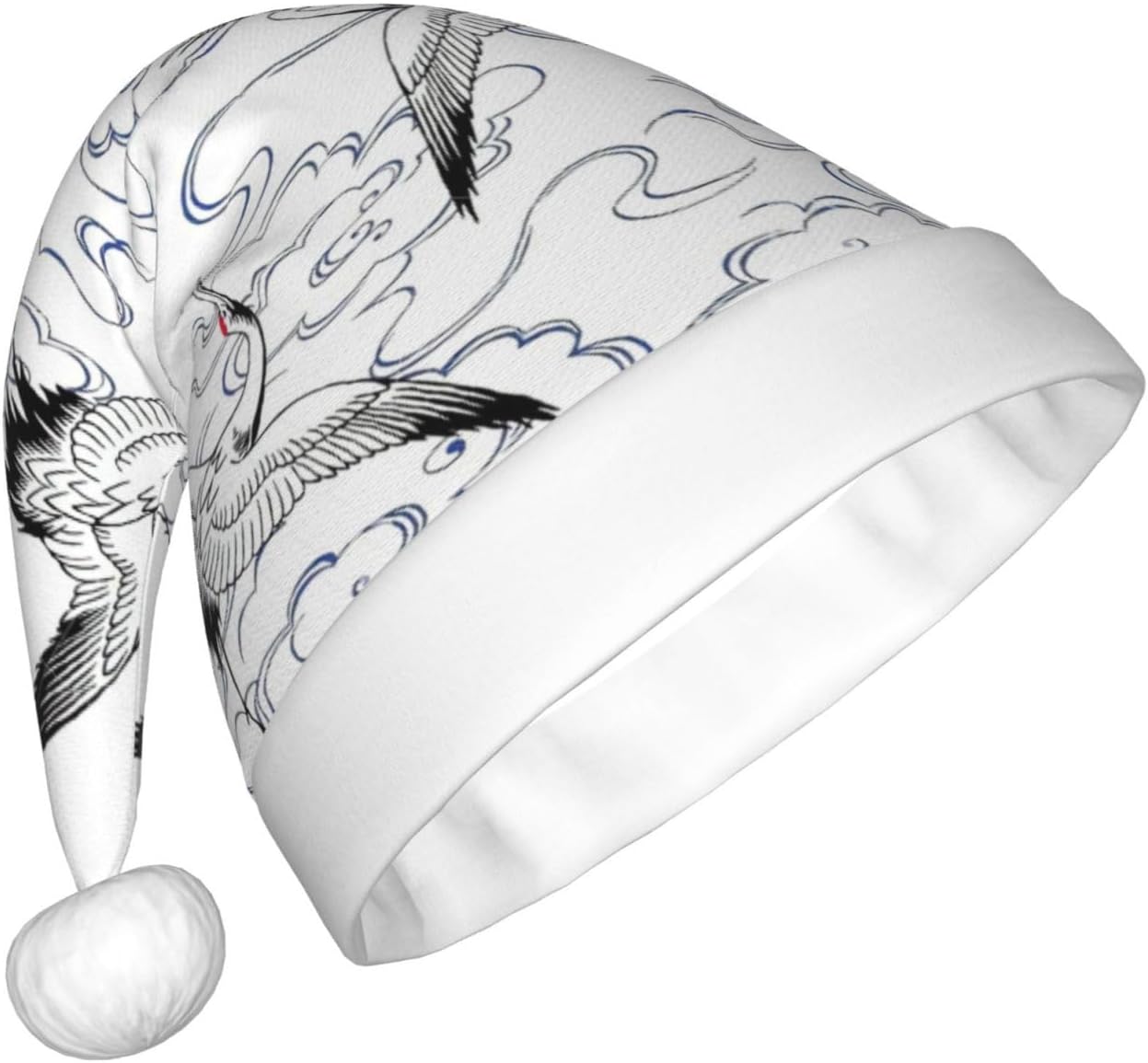 Personalized Santa Hat with Japanese Crane Print for Women