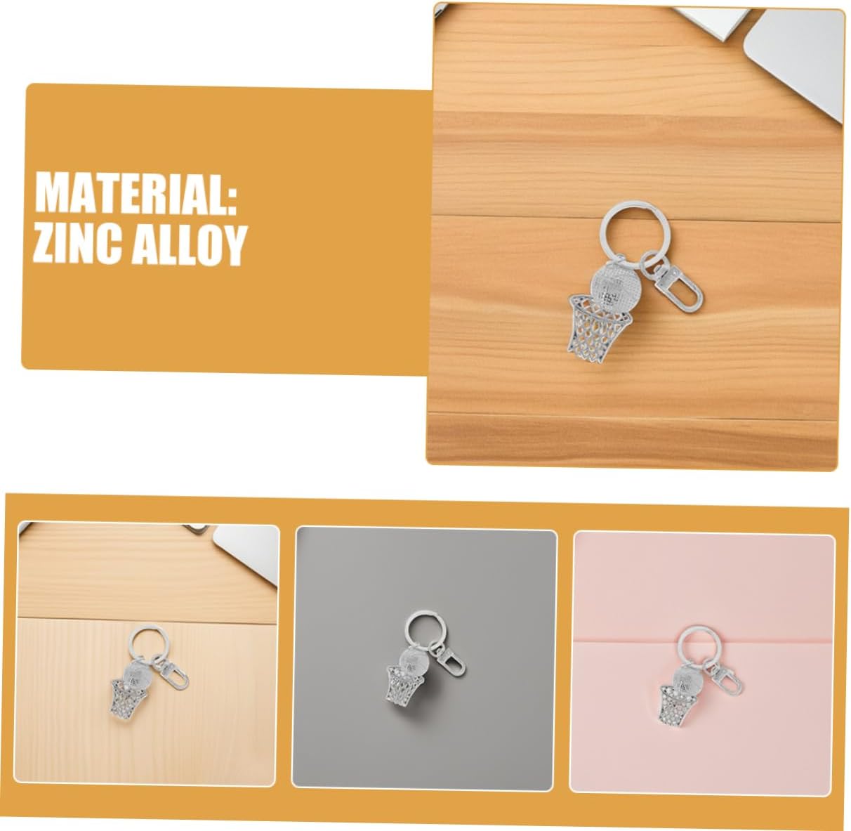 2Pcs Durable Basketball Keychain Pendant for Sports Fans