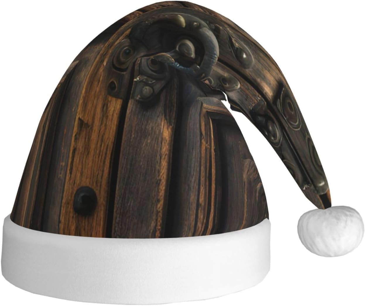 QINZHENG Rustic Antique Wooden Door Santa Hat