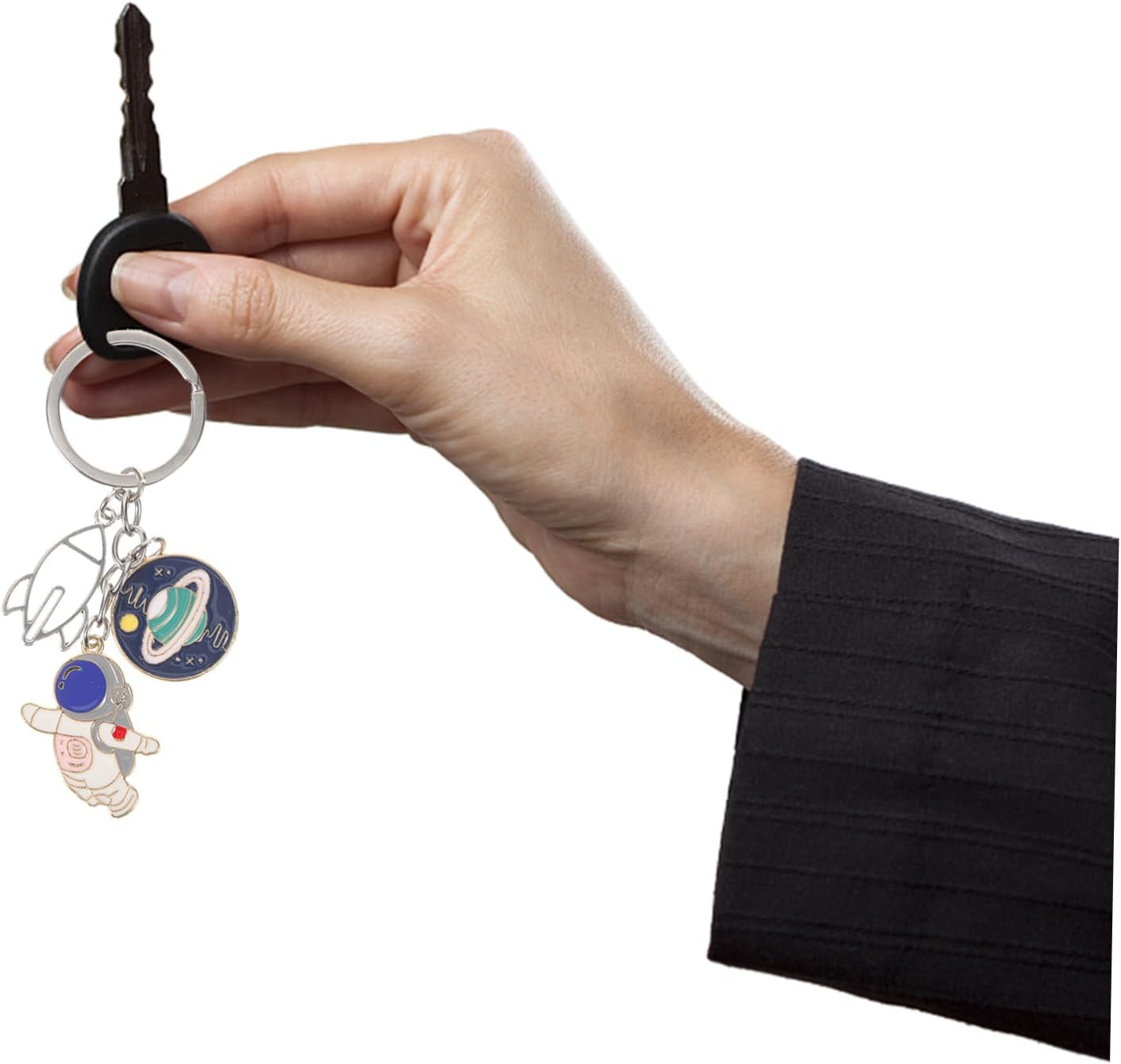 Cartoon Universe Keychain with Astronaut Design for Keys and Backpacks