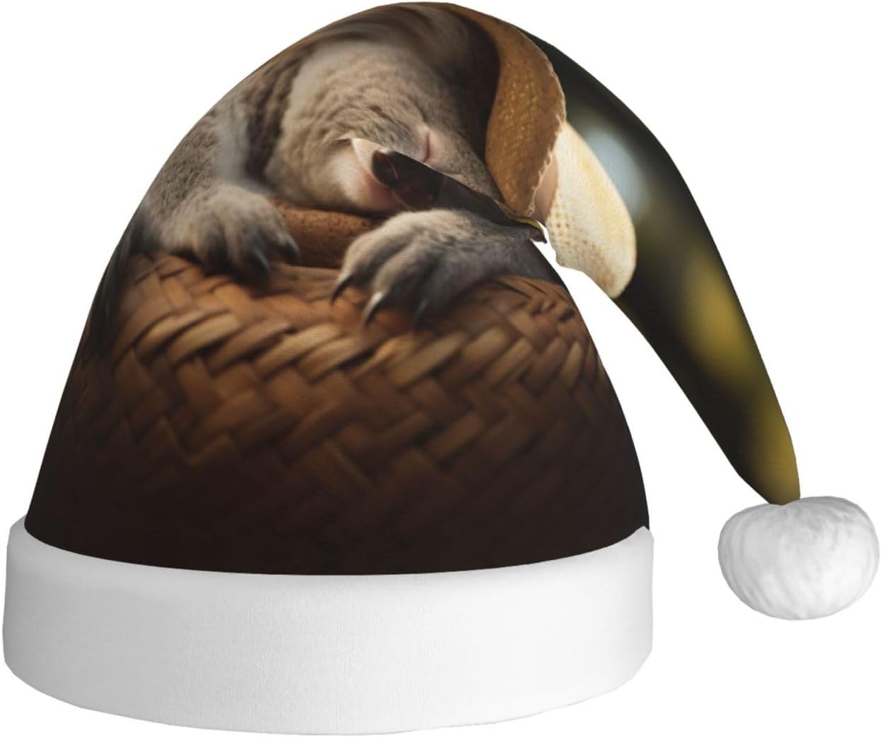 QINZHENG Personalized Santa Hat with Koala Print for Women