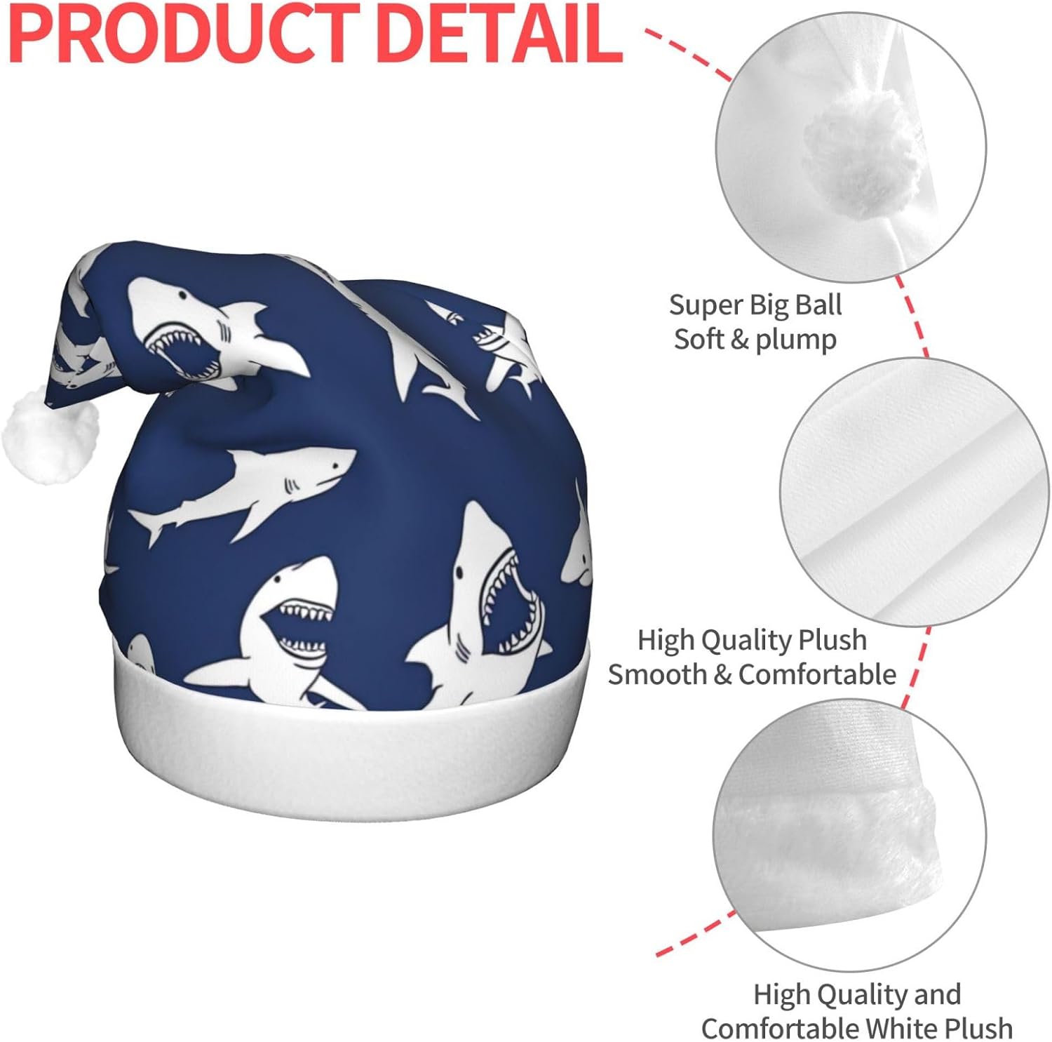 QinZheng Sea Fish Print LED Santa Hat for Adults Christmas Party