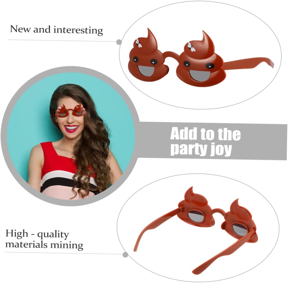 Toyvian 2Pcs Funny Poo Shape Glasses Novelty Party Props