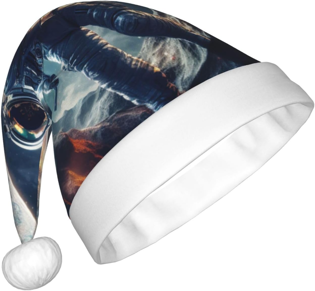 QINZHENG Galaxy Print Santa Hat for Women