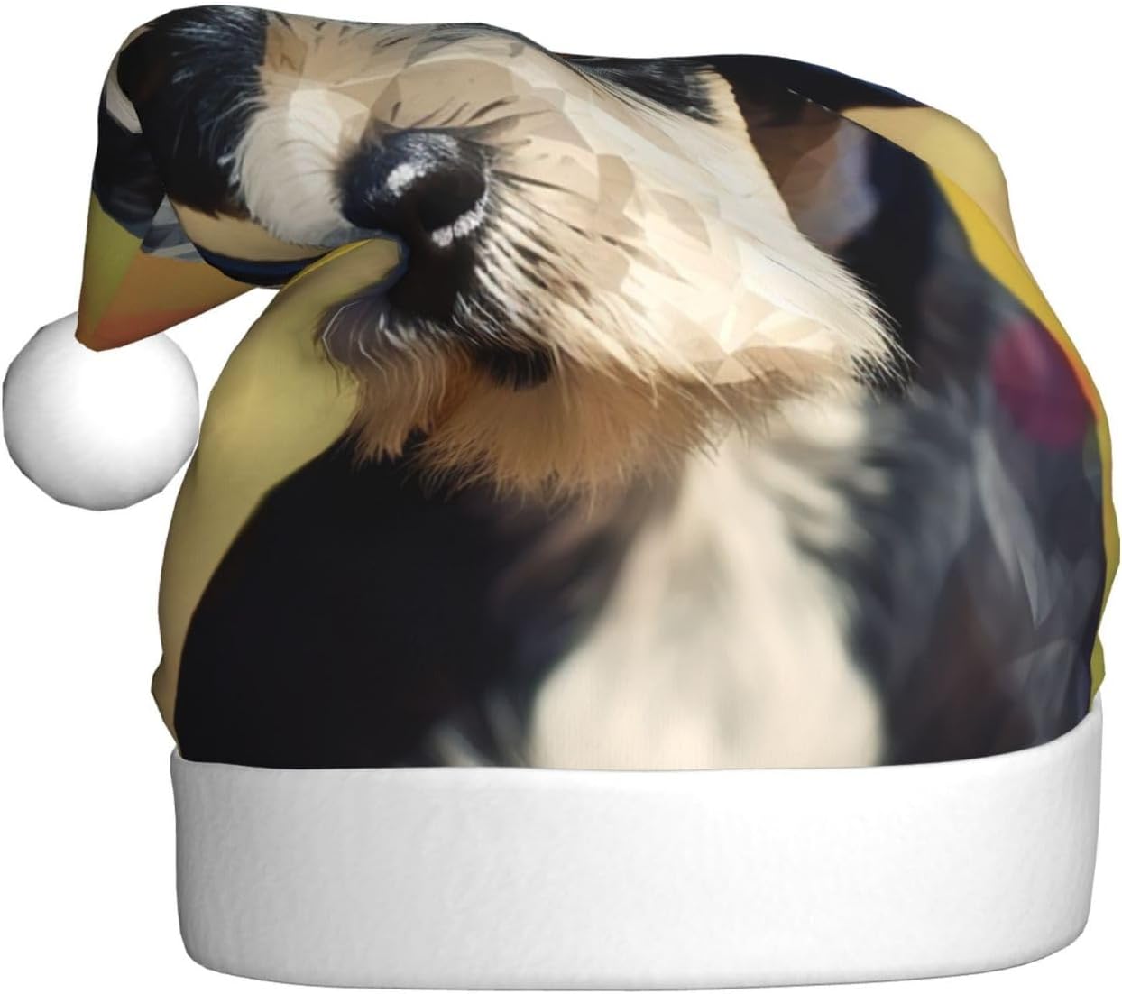 Dog2 Print Adult Christmas Santa Hat for Festive Party