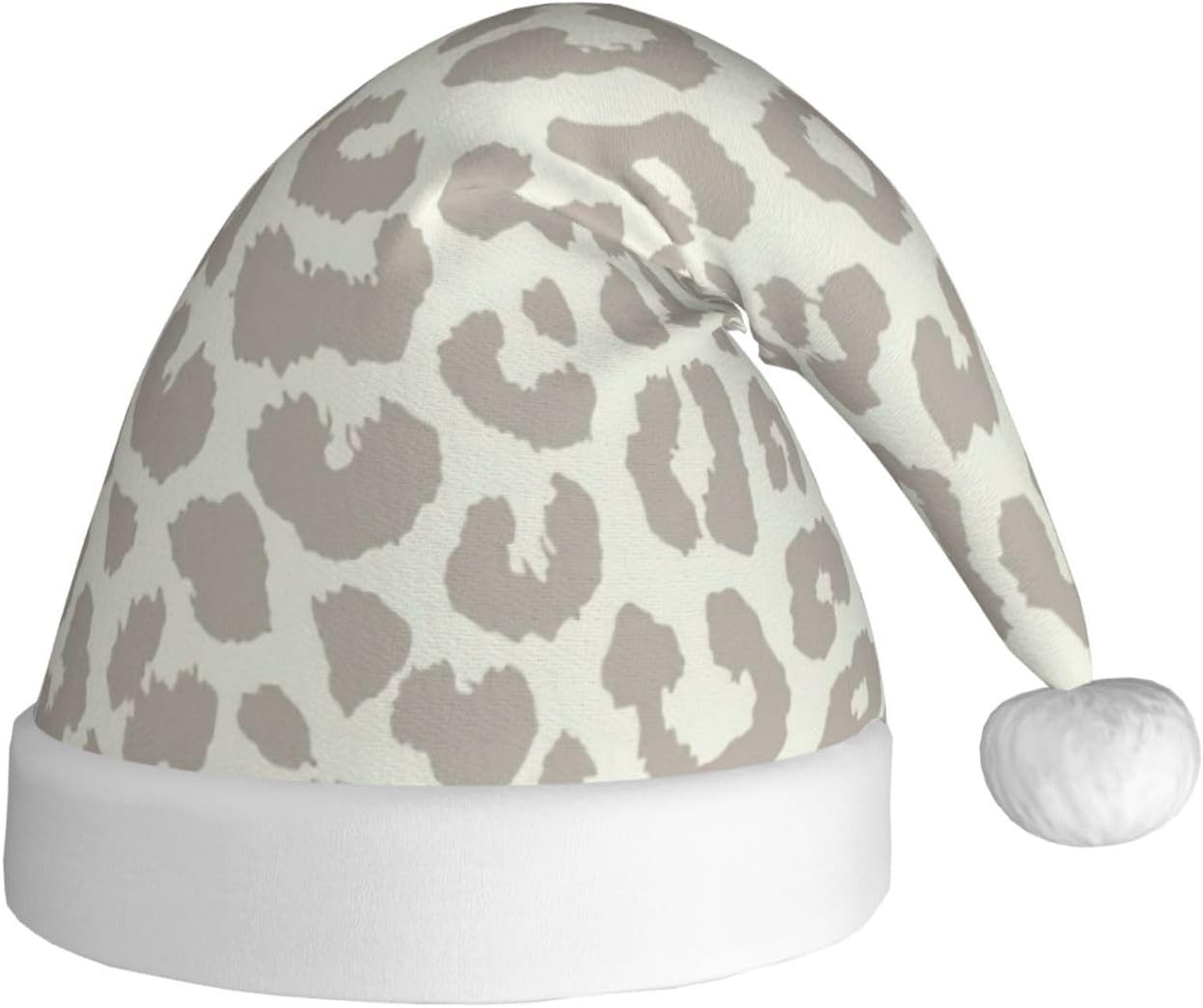 Brown Pattern Leopard Santa Hat Plush Christmas Hat for Adults