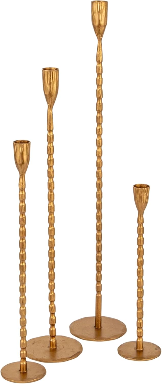 Creative Co-Op 4-Piece Gold Taper Candle Holders