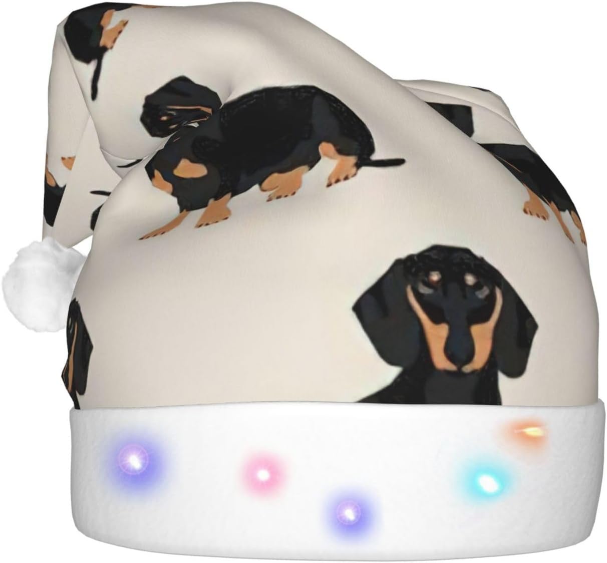 QINZHENG Dachshund Dog Halloween Santa Hat for Adults