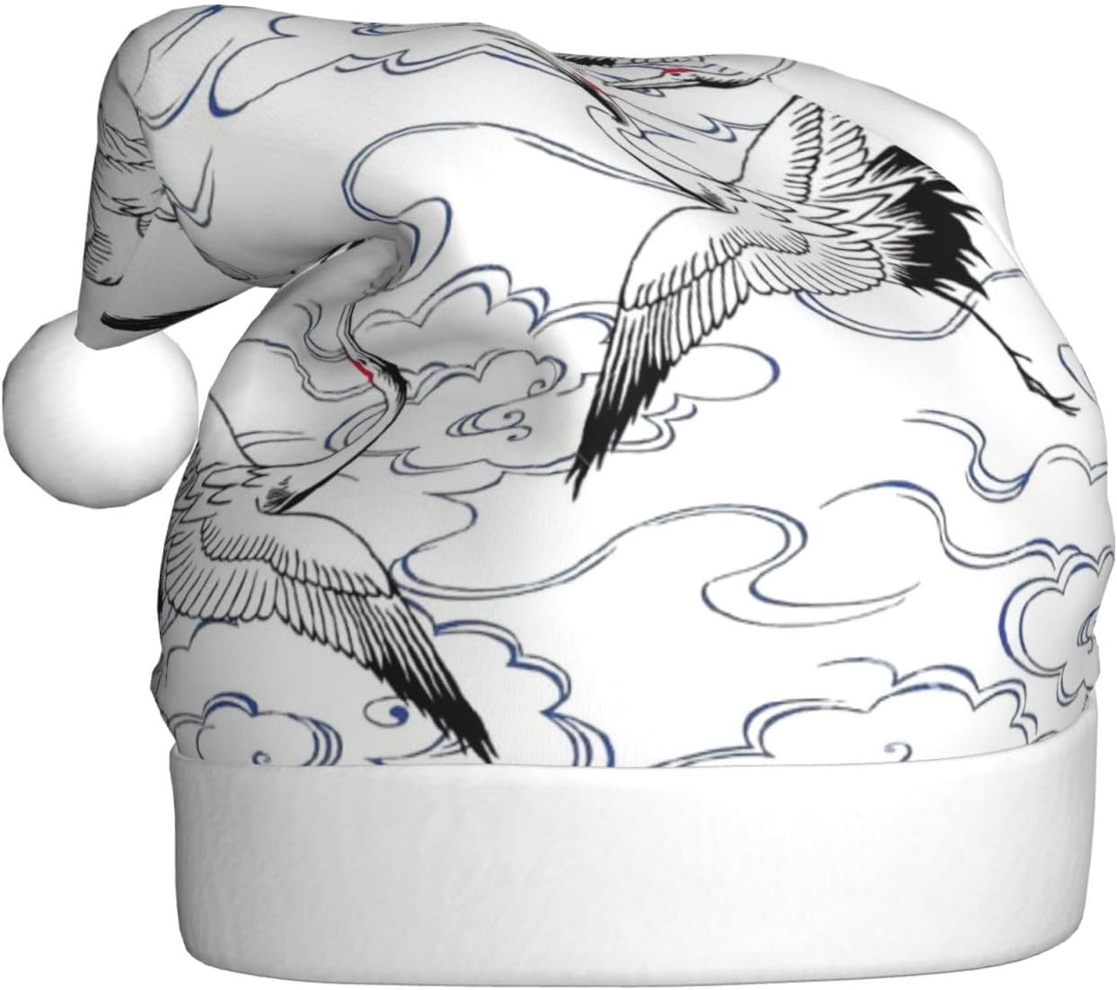 Personalized Santa Hat with Japanese Crane Print for Women