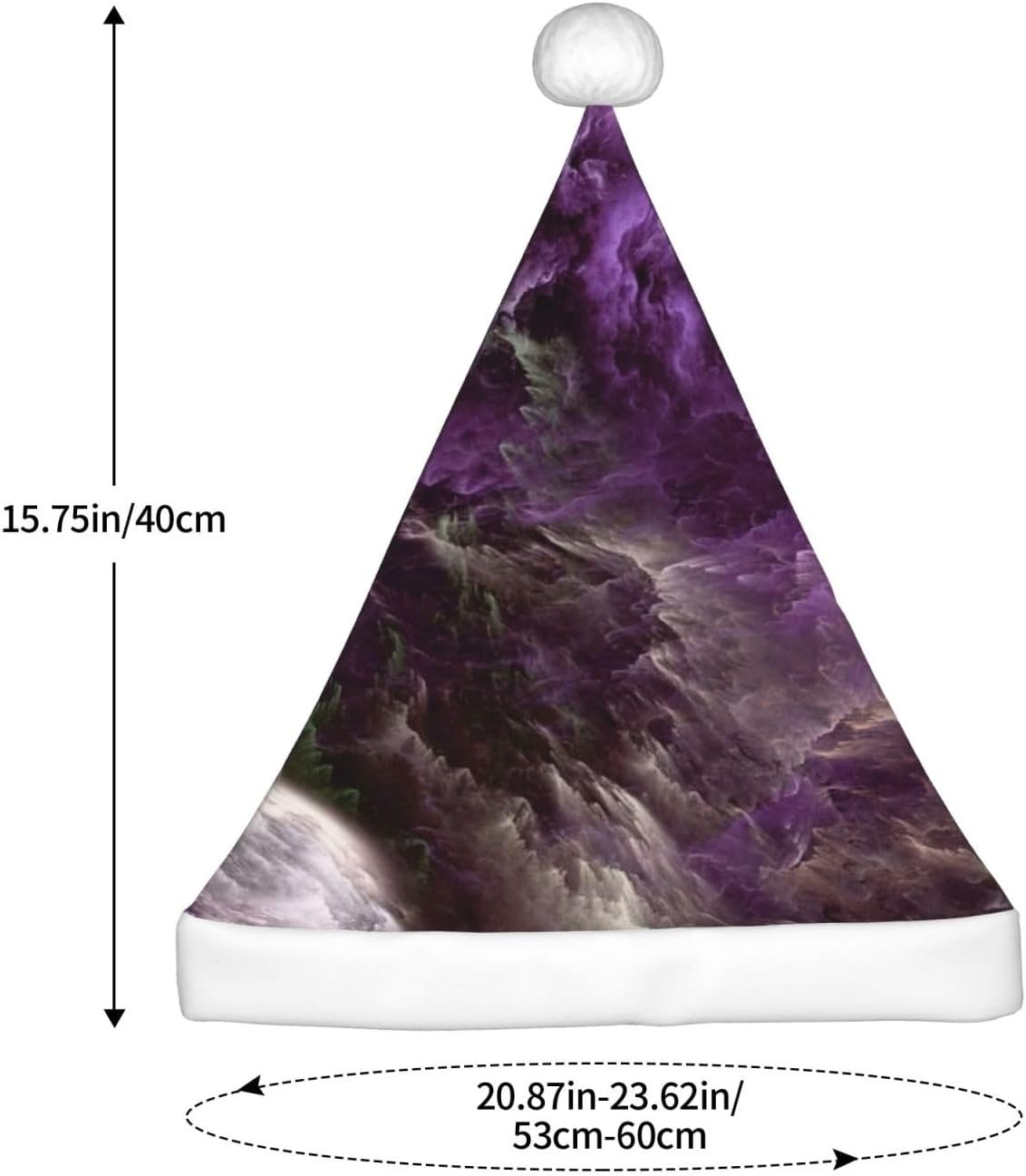QINZHENG Purple Galaxy Print Santa Hat for Women
