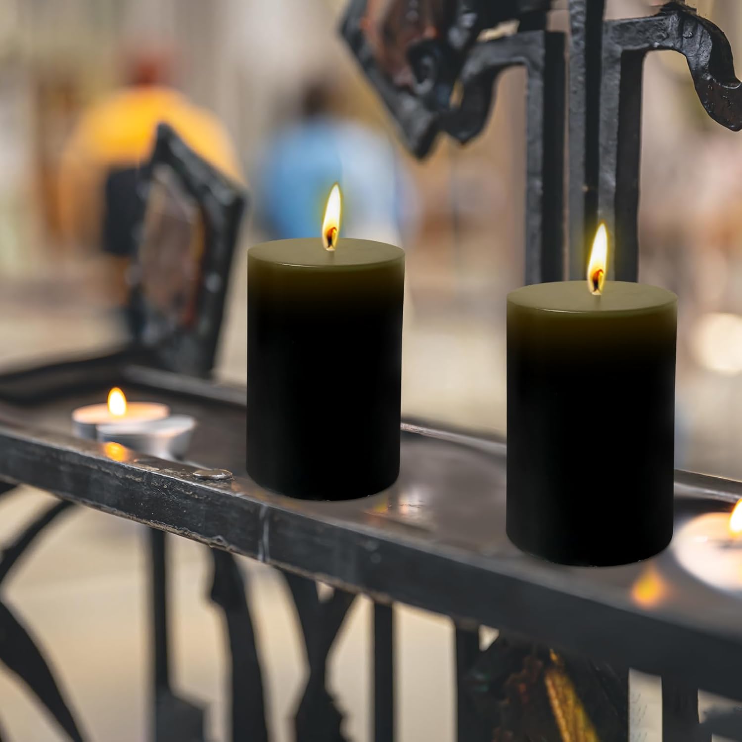 Zealxin 6 Pack 2x3 Inch Pillar Candles Grey Black Scented Votive