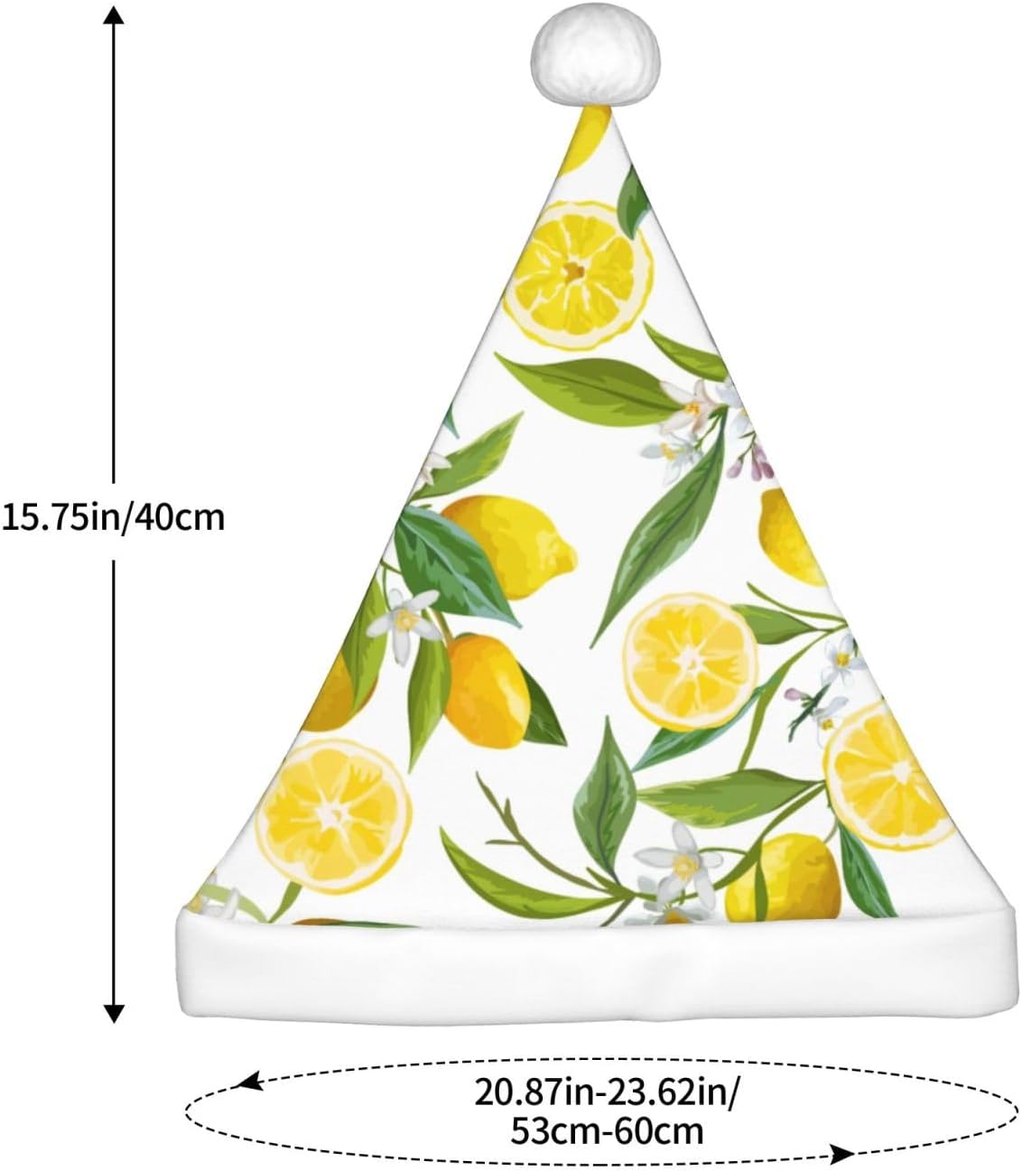 QINZHENG Personalized Santa Hat with Fresh Tropical Lemons Print