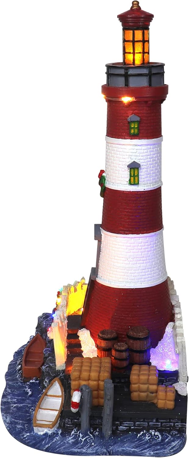 Christmas Village Lighthouse Resin Collectible