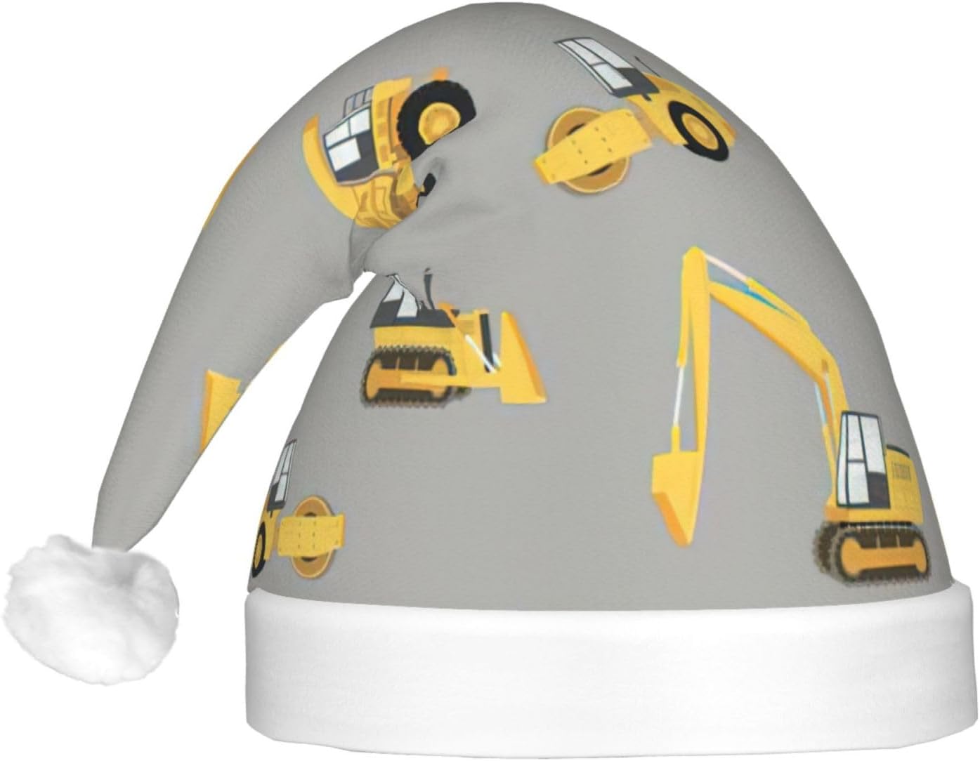 Construction Trucks Print Christmas Hat with LED Lights