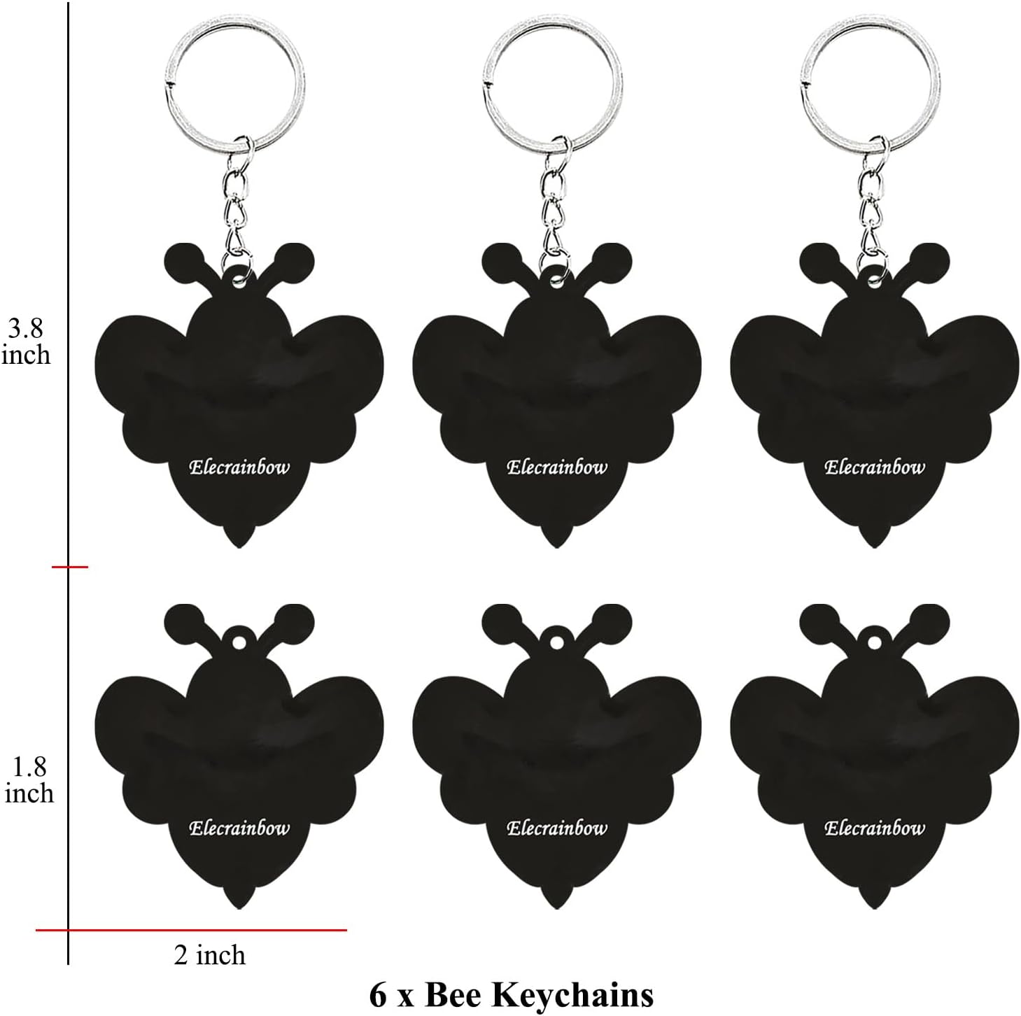 6 Pack Cute Bee Keyring Party Favors