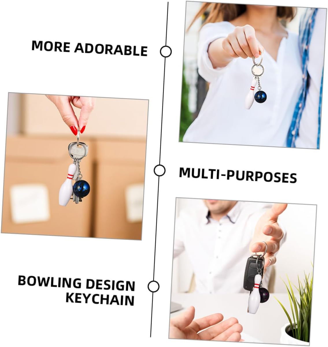 8pcs Bowling Keychains Sports Themed Keyring Packs for Parties