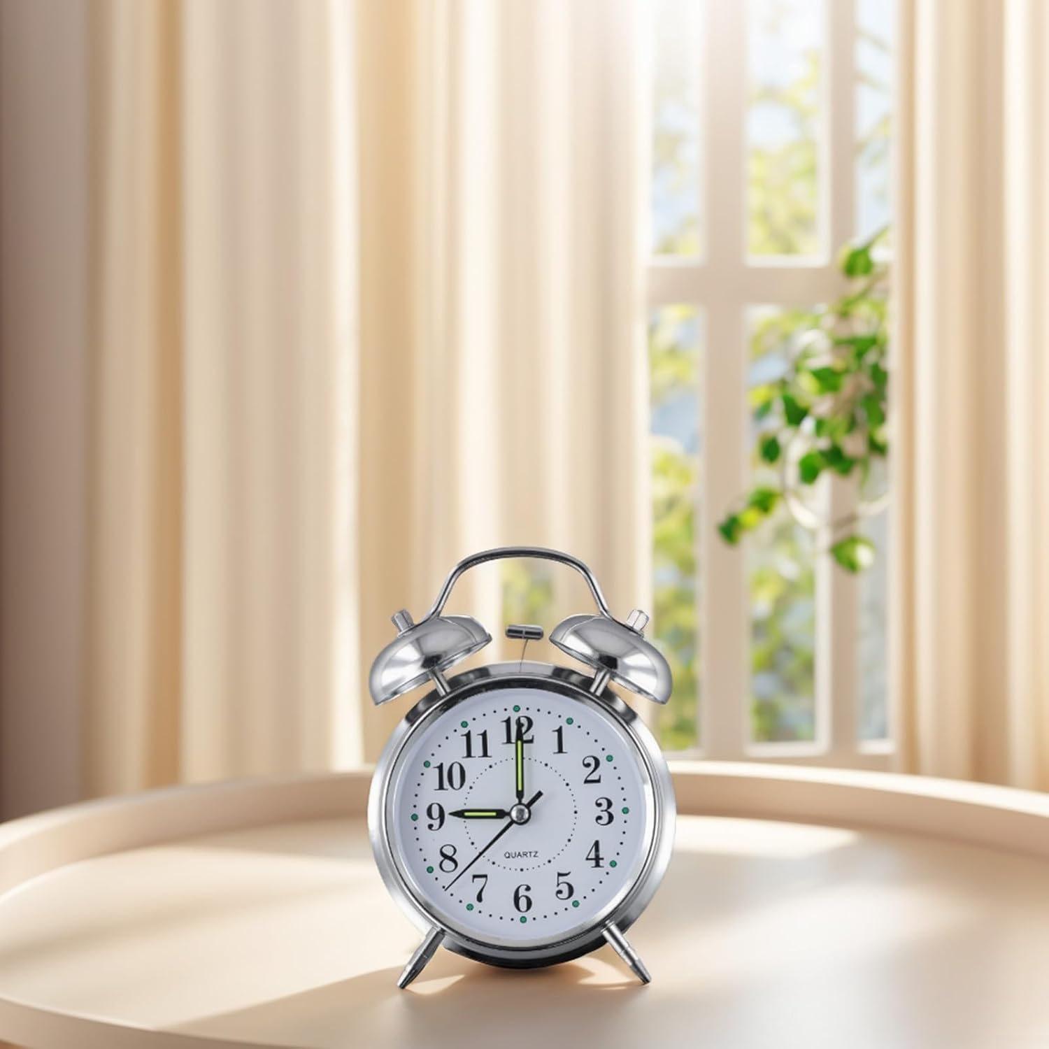 Traditional Double Bell Alarm Clock With Luminous Hands
