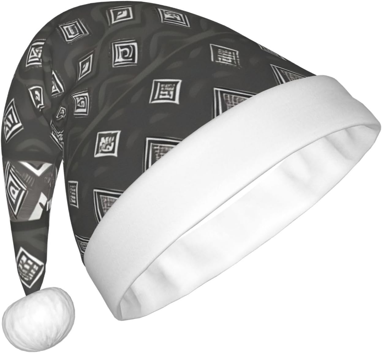 Classic Grey Tribal Santa Hat Set for Adults